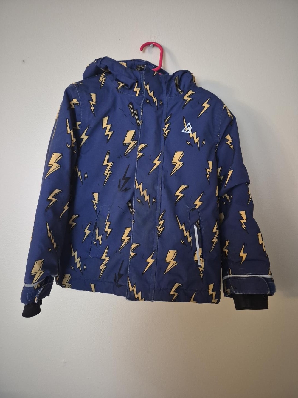 Ripzone Boys Winter Jacket Size 4T Navy Blue Yellow Lightning Bolt Hooded